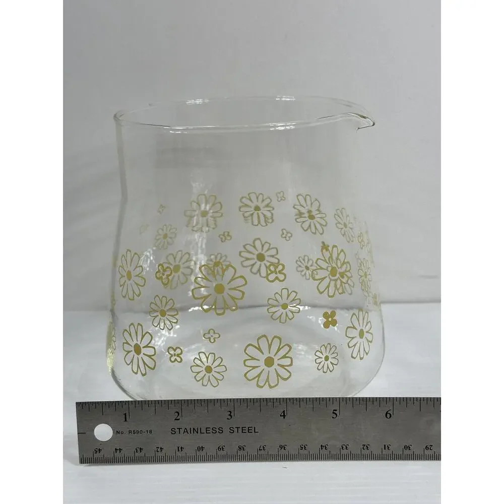 Vintage Sunbeam 1970s Glass Coffee 10‎ Cup Replacement Pot Flowers Hippie BOHO